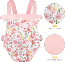 GAGAKU Baby Doll Carrier Toddler Baby Carrier for Dolls Reborn Baby Doll Accessories Front and Back Doll Carriers - Pink Rose of Sharon