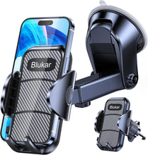 Blukar Car Phone Holder, Adjustable Car Phone Mount Cradle 360 Rotation - 4 in 1 Super Stable for Dashboard/Windscreen/Air Vent, One Button Release for All 4.7 to 6.7 inch Smartphones