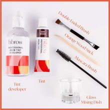 Hi Brow Professional Tinting Kit - Eyebrow Dye Full Size Set - 15ml Tint, 50ml Tint Developer, Glass Mixing Dish, Dual End Brush, Mascara Wand, Orange Wood Stick (Dark Brown)