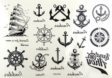 Pack of 5 Sexy Sailor Style With Anchors Water Transfer Flash Fake Temporary Tattoo Stickers Tattoos Makeup