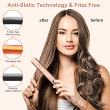 Hair Straighteners for Women 2 in 1 Hair Straightener and Curler Ceramic Plates Flat Iron with Adjustable Temperature LCD Display Straightening Styling Tool for Long Short Thick Hair (Rose Gold)