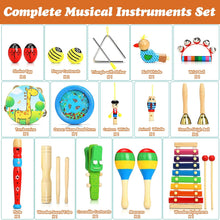 Jojoin Toddler Musical Instruments - 24PCS Baby Musical Instrument - Kids Wooden Percussion Musical Instruments Toys with Tambourine Xylophone - Musical Sensory Instruments Toys for 3 4 5 Year Old