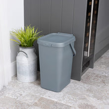 Addis 519226 Kitchen Recycling & General Storage bin 18 litres Stackable Food Waste Organiser Caddy with Clip lock lid & carrying Handle, Eco from Recycled Plastic Light Grey