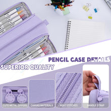 Howala Pencil Case Large Capacity Pencil Pouch for Girls Boys with 4 Compartments Multifunctional Pen Bag Stationery Organizer Office Makeup Bag Portable Pen Bag for Teenage Adult Women Men, Purple