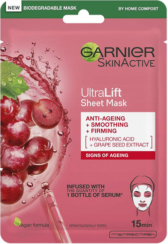 Garnier Ultralift Anti Ageing Radiance Boosting Face Sheet Mask 28g