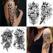 Acevegue 85 Styles Temporary Tattoos for Women, Half Arm Flowers Fake Tattoos Sleeves for Adults, Black Butterfly Transfer Stick on Tattoo for Girls Semi Permanent Thaddeus Tattoo Stickers