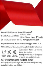 Red Satin Ribbon - 50mm Wide - 5 Meter for Gifts Wrap Sew Party, Decorations Events Dress Wedding Christmas Crafts, Bows Car, Floral Balloons Hairs, DIY, Bouquets, Cake More