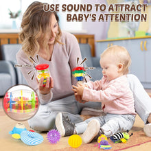 Joyreal 15 Pcs Sensory Toys for Babies, Newborn Baby Toys 0-6 Month, Rattles, Foil Blanket, Rainmaker, Scarves, Ribbons, Maracas, Baby Sensory Box for Autism ADHD, Baby Gifts for 6-12 Months