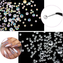 Canvalite 1500PCS Rhinestones in 6 Sizes Flat Back Gems, Crystal AB Nail Art Gems with Pick Up Tweezers and Rhinestone Picker Dotting Pen, Tools for Nails, Clothes, Face, Craft