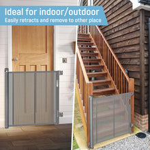 Retractable Baby Gate, Upgraded Pet Gate with Fiberglass, Extends to 140 cm Wide, 84 cm Tall, Mesh Dog Gate for Stairs, Indoors, Outdoors and Hallways, Grey