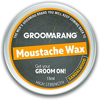 Groomarang Moustache & Beard Wax Extra Strong Sandalwood 100% Natural Hair Care Organic & Natural 15ml