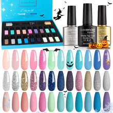 Lavender Violets 21 Pcs Gel Nail Polish Gift Set Frozen Sliver Diamond Gold Nude Pink Halloween Purple Blue Soak Off UV LED Starter Kit Base,Glossy n Matte Top Coat Manicure Varnish F986