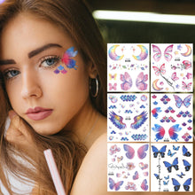 14Sheets Butterfly Temporary Tattoos, Glitter Butterfly Face Tattoo Sticker Waterproof Fairy Wings Temporary Tattoo for Women Girls Festival Party Eye Face Makeup