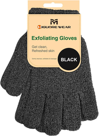 Migliore Wear Exfoliating Gloves, Bamboo Shower Gloves for Men Women, Large Body Scrub Gloves for Spa, Massage, Body Exfoliator, Dead Skin Remover