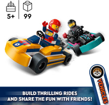 LEGO City Go-Karts and Race Drivers, Racing Vehicle Toy Playset for 5 Plus Year Old Boys, Girls and Fans of Race Car Toys with 2 Driver Minifigures, Small Gift for Preschool Kids 60400