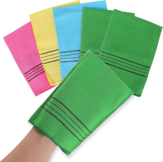 Molain 5Pcs Asian Exfoliating Washcloth Italy Towel Korean Exfoliating Mitt Dual-Sided Exfoliating Glove For Removing Dead Skin Callus Scrubbing Shower Spa Scrub Mitt Bath Accessories