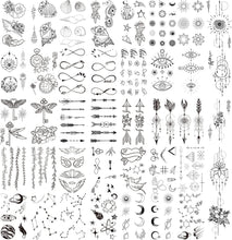 Acevegue 100 Sheets Tiny Branch Temporary Tattoos for Women Girls, Semi Permanent Black Flowers Wild Plant Rose Dandelion Butterfly Stickers, Realistic Small Fake Tattoos for Adults and Kids