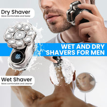 Head Shavers for Men, SULIVES 9D Hair Shaver for Bald Men, Wet & Dry Electric Rotary Shavers, 6-in-1 IPX7 Waterproof Head/Body Trimmers, Grooming Kit with Beard/Nose Trimmer