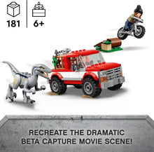 LEGO Jurassic World Blue and Beta Velociraptor Capture with Truck and 2 Dinosaur Toys for Kids, 2022 Dominion Movie Inspired Set 76946
