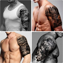 Metuu 46 Sheets Large Size Full Arm Temporary Tattoos For Men and women, Lion Dragon Clock Flower Skeleton Shoulder Forearm Temp Waterproof Tattoo Stickers For Teens