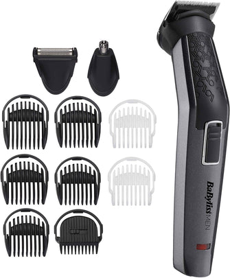 BaByliss MEN 11 in 1 Carbon Titanium Face and Body Multi Grooming Kit with Nose Trimmer and Foil Shaver Attachments