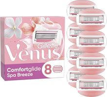 Gillette Venus ComfortGlide Spa Breeze Razor Blades Women, Pack of 8 Razor Blade Refills, Lubrastrip with A Touch of Botanical Oils