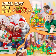 Magnetic Tiles Dinosaur Toys Magnet Tiles for Kids Ages 3-5 4-8 5-7, Dinosaur World Magnetic Building Blocks Montessori Educational Toys 3+ Year Old Boys & Girls Toddlers Kids Christmas Birthday Gifts