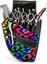 Hairdressing Scissor Pouch by Kassaki Black Check Tool Belt Bag Limited Edition (Rainbow Leopard)