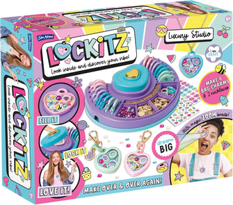 John Adams Lockitz Luxury Studio: Arts and Crafts Fashion Jewellery Maker, create cute bag charms and necklaces, includes secret Zoom Beads with 8 messages to find inside, for kids 6+