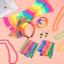 FRIUSATE 80s Fancy Dress Costumes Accessories, 1980s Party Costume Accessories Set Neon Leg Warmers Fishnet Gloves Earrings Bracelet Necklace Headband, Retro Outfit for 80s Party Dress up Day