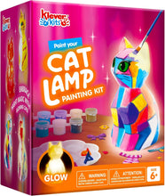 Klever Kits Paint Your Own Cat Lamp Kit,Arts and Crafts for Kids Age 6 7 8 9 10 11 12,DIY Night Light Painting Kit,Girls Crafts Kit,Cat Toys for Kids,Activities Art Supplies,Birthday Presents