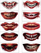 HOWAF Halloween Mouth Tattoo Stickers, Halloween Zombie Makeup Kit Tattoos Halloween Face Tattoos Stickers Fake Scab Blood Scar Tattoos Halloween Temporary Tattoos for Kids Adults Halloween Costumes