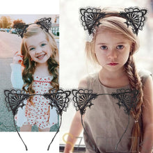 2Pcs Black Lace Cat Ears Headband,halloween Not easy to drop Soft Lace Kitty Ears Headbands,Exquisite Sweet Sexy Women Hair Accessories for Women Girls catwoman bat fox Fancy Dress headwear hairband.