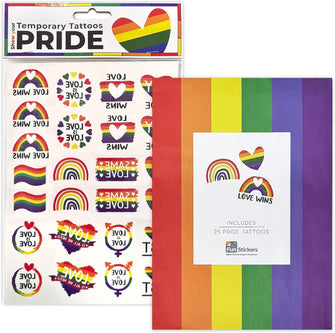 LGBT Gay Pride 25 Temporary Tattoos Rainbow Flag Love Heart Tattoos Waterproof Body Art Stickers for Women Men LGBT Pride Day Parades Celebrations
