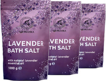 Bath Sea Salt Lavender - set 3x1000g (zipper) with Natural Lavender Essential Oil - Lavender Bath Salts - Best for Good Sleep - Stress Relief - Beauty - Relaxing - Bathing - Body Care - Wellness - Spa