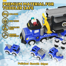 Lehoo Castle Boys Toys Age 2, Toys for 2 Year Old Boy, Toddler Toys with Sound & Light, Police Transport Truck Toy with 6 Pull Back Police Car, Gift for 2 3 4 5 6 Year Old