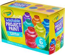 CRAYOLA Washable Glitter Paint - Assorted Colours (Pack of 6)  Add Some Extra Sparkle to Your Arts & Crafts!  Ideal for Kids Aged 3+