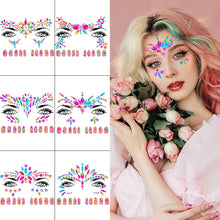 Festival Face Gems Jewels, 6 Sheets Face Gems Mermaid Holiday Parties Jewels Rhinestones Stickers, Self-adhesive Festival Accessories Face Jewels Kids Women, Eye Body Gems Diamonds Bindi for Nails