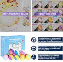 Maylawn Bath Bombs Gift Set, 12-Pieces Handmade Fizzy Bubble Bath Bombs, Lavender, Vegan & Cruelty Free, Perfect for Bubble and Spa Bath, Birthday Mothers Day Gifts Idea for Her/Him, Wife, Girlfriend
