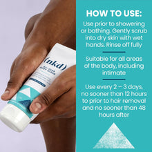 (nkd) Exfoliating Body Scrub - Smoothing Mint & Cucumber - Post-Waxing Exfoliator Treatment for Ingrown Hair - Body Scrub for Pubic Area - Waxing Exfoliant - 200g