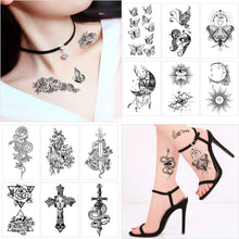 HOWAF 52 Sheets Black Tiny Temporary Tattoos for Women Men Kids Arm Neck Fake Tattoos Waterproof Butterfly Stickers Skull Snake Tattoo Stickers Realistic Temporary Tattoo Sticker Set Body Art Sticker