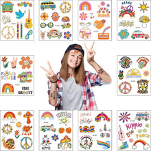 10PCS Hippie Temporary Tattoo Trendy Hippie Flower Tattoo Sticker Face TattoosWaterproof Fake Tattoo Stickers for Adults and Kids Love and Peace Sign Temporary Tattoo Party Favor Hippie Accessories