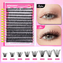 Individual Lashes Cluster Eyelash Kit DIY Lash Extension Kit 280pcs Individual Lashes with Bond and Seal, Natural Russian Cluster Lashes at Home Lash Extensions Kit for Self Application (50p, 8-16MM)