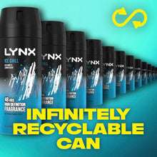 Lynx Ice Chill Aerosol Bodyspray 48 hours of odour-busting zinc tech iced mint & lemon deodorant 6x 150 ml