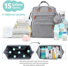 Nappy Bag Changing Bag Backpack (UK Company) Baby Diaper Bag With 9 Pockets Grey