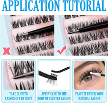 Lash Clusters Eyelash Extension Kit with Bond Seal Tweezers Individual Lashes Kit 10-12-14MM Mixed Length D Curl Wispy 72Pcs Clusters Lashes Extension Natural Look DIY at Home by JIMIRE