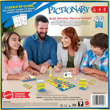 Mattel Games Pictionary Family Board Game for Kids, Adults and Game Night for 2 Teams with Erasable Markers, Boards and Sand Timer, JDX96