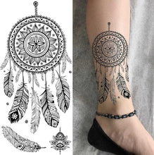 LAROI 10 Sheets Black Indian Lace Temporary Tattoos Flower Mandala Flower DreamCatcher Tattoos Temporary Adults Stickers Peony Girlsboys Body Art Arm Waterproof Tatoo Fake Jewels Wedding Brides