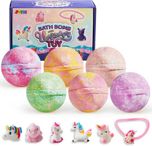 JOYIN Bath Bombs for Kids with Unicorn Toys, 6 Pack Bubble Bath Bombs with Surprise Toy Inside, Natural Essential Oil SPA Bath Fizzies Set