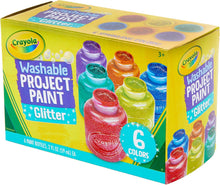 CRAYOLA Washable Glitter Paint - Assorted Colours (Pack of 6)  Add Some Extra Sparkle to Your Arts & Crafts!  Ideal for Kids Aged 3+